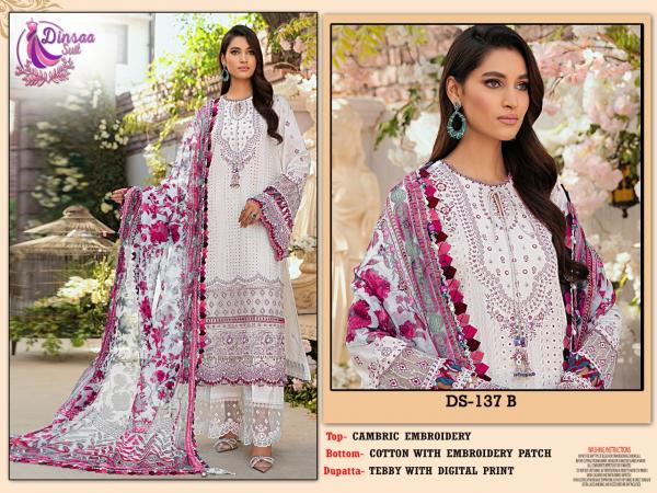 Dinsaa 137 Occasional Cambric Cotton Designer Pakistani Suit Collection